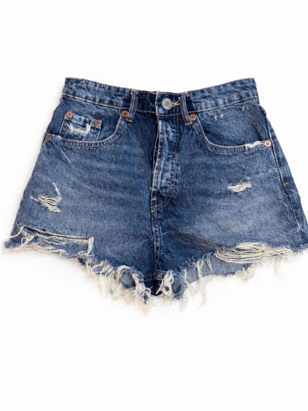 Zara  Distressed Denim Cutoff Shorts Frayed Hem Size 4